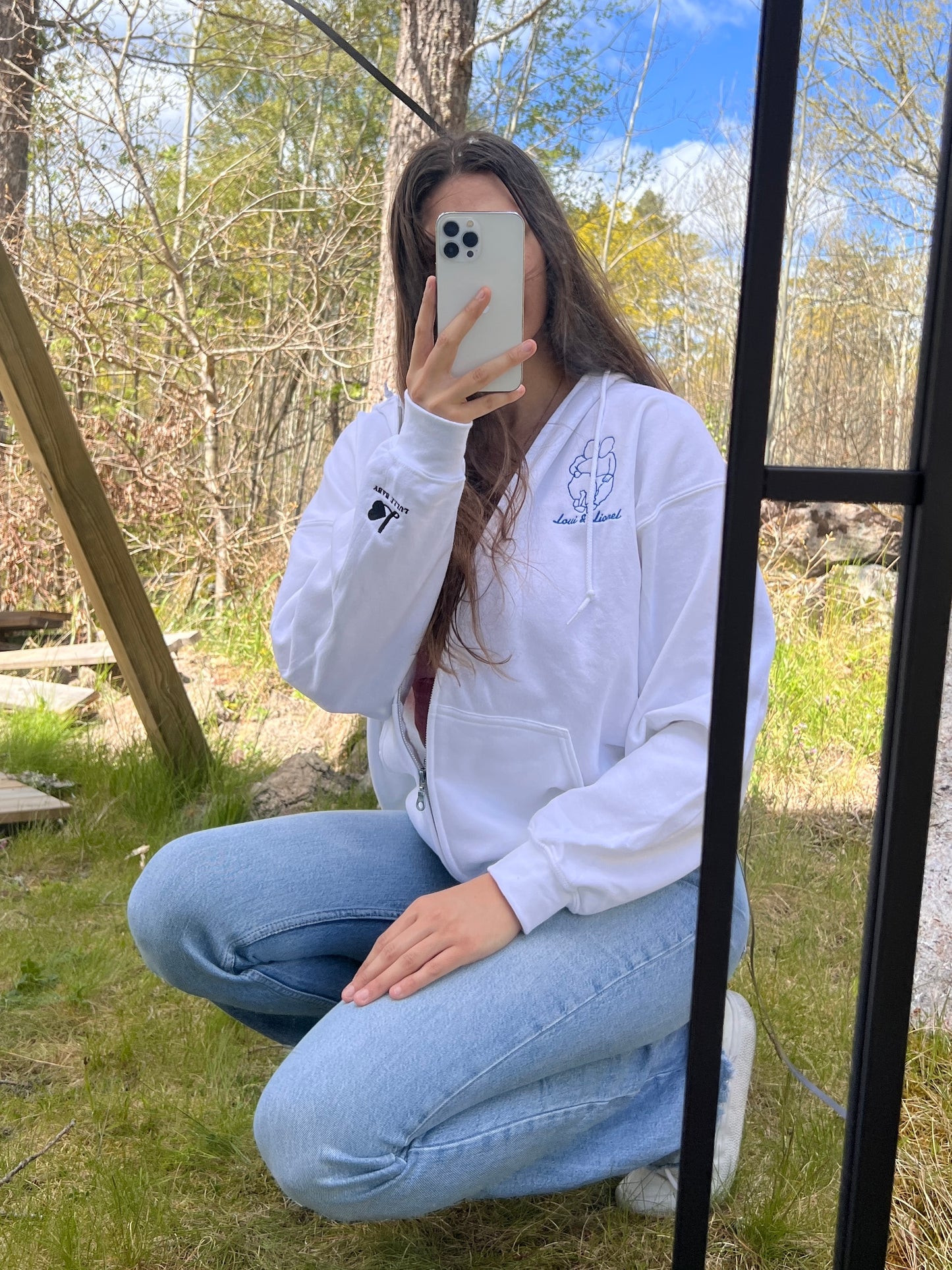 Unisex Zip Hoodie med Personlig Brodyr - Egen Bild & Text