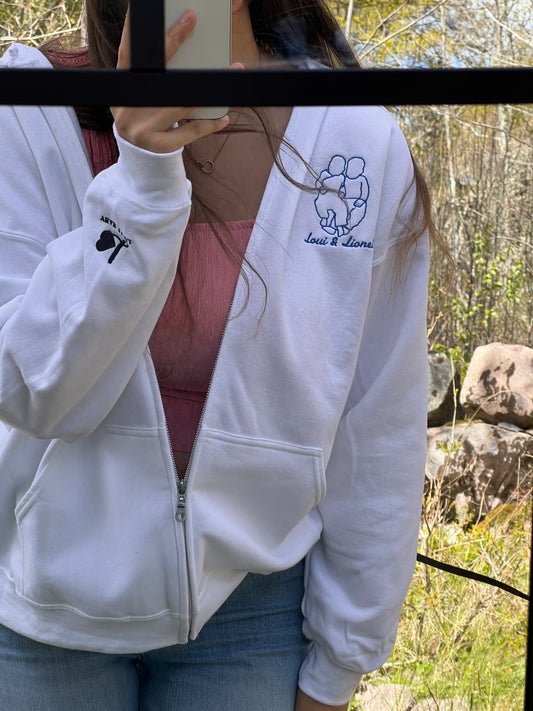 Unisex Zip Hoodie med Personlig Brodyr - Egen Bild & Text